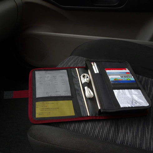 Glove Box Compartment Organizer - Car Document Holder - Owner Manual Case Pouch - Vehicle Storage Wallet for Registration & Insurance Card - Premi...