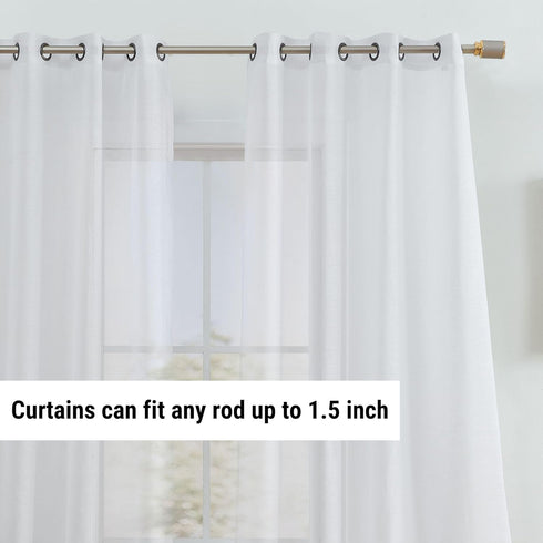 HLC.ME White Sheer Curtains 72 inches Long - 2 Panels Semi Sheer Voile Window Curtain Drapes Grommet Panels for Bedroom, Living Room & Kids Room (...