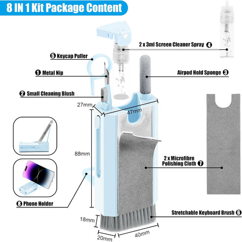 Laptop Screen Keyboard Cleaner Kit for Airpods iPhone, walrfid Electronic Phone Cleaning Spray Brush Tool for iPad, Phone, Computer, MacBook, Earb...