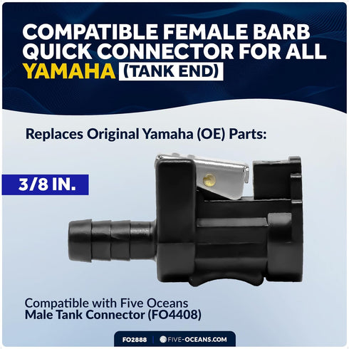 Five Oceans Yamaha 3/8" Barb Female Fuel Line Connector, Fits Engine End and Tank End Male Fitting - FO2888...