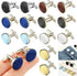 7Pairs Classic Mens Cufflinks Stylish Colour Fabric Shirt Clip Cuff Links Round Buttons Commercial Accessories Plain Wedding Party...