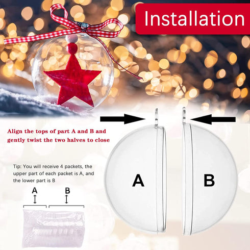 Fillable Christmas Ornaments, 20Pcs 2 in Mini Clear Plastic Ornament Ball with Foam Balls and Rope for Crafts Fillable, DIY Baubles Fillable Small...