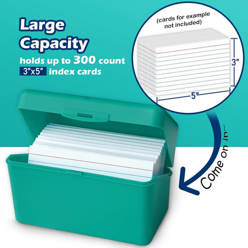 Olivo Index Card Holder Box 3x5, Flash Note Card Holder Box Organizer Case, 3 x 5 Index Card Storage File Box, 4 Colors Pack...