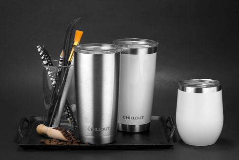 CHILLOUT LIFE 12 oz Stainless Steel Tumbler with Lid & Gift Box - Wine Tumbler Double Wall Vacuum Insulated Travel Tumbler Cup for Coffee, Wine, C...