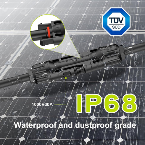 Solar Connectors for 2-3-4 Solar Panels,Tool-free Solar Cable Splitter, IP68 Waterproof Solar Wires Connectors,2to 4 Y Branch Parallel Adapter for...