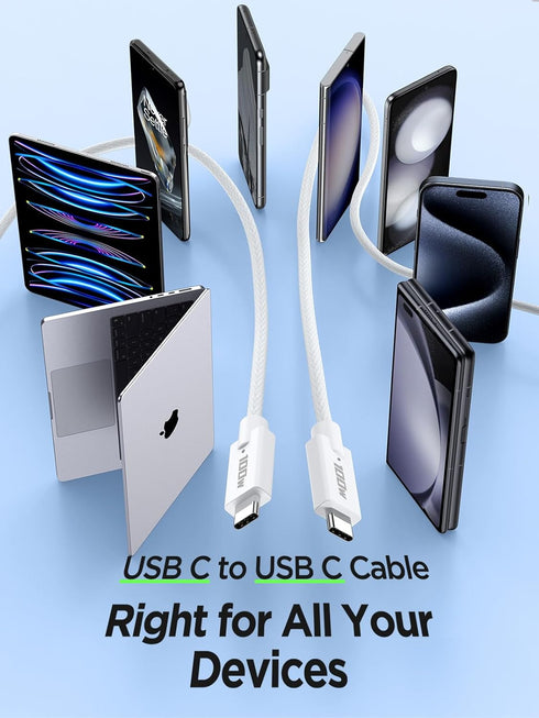 USBC to USBC 10 ft 2Pack, 100W USB C to USB C Cable, 5A USB C to C Fast Charging Cable, Type C to Type C for iPhone 15 Pro Max, MacBook Air,iPad P...