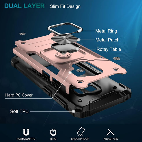 IKAZZ for Galaxy S9 Case,Dual Layer Soft Flexible TPU and Hard PC Anti-Slip Full-Body Rugged Protective Phone Cover with Magnetic Kickstand Rose G...