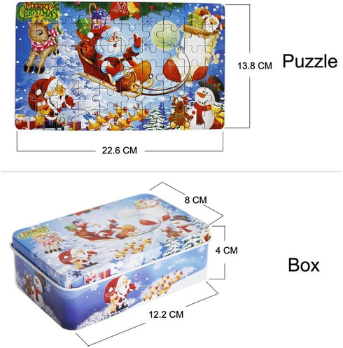 60 Piece Wooden Jigsaw Puzzle in an Box Merry Christmas Xmas Santa Claus Early Childhood Education Puzzle Wooden Cartoon Toys...
