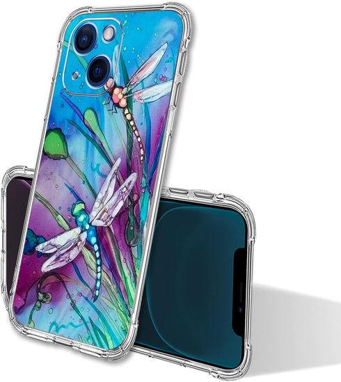 Case for iPhone 14, Cute Dragonfly Drop Protection Shockproof Case TPU Full Body Protective Scratch-Resistant Cover for iPhone 14...
