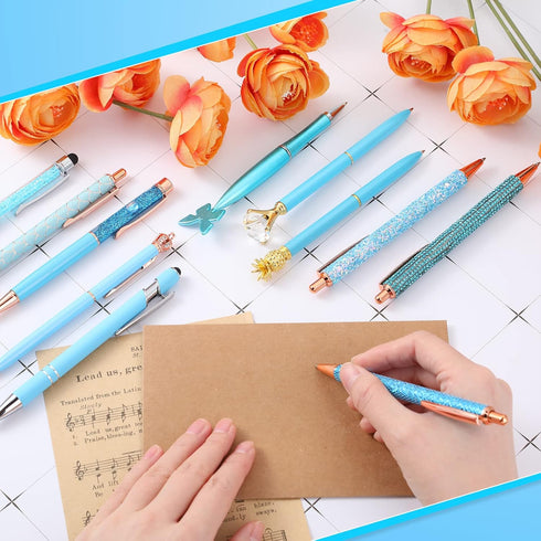 12 Pcs Diamond Pens Metal Liquid Sand Glitter Cute Ballpoint Pen Set Girly Crystal Pen Women Ballpoint Pen Black Ink Ball Point Pen Gift for Women...