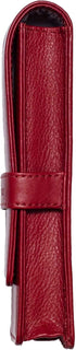 Leather Double Pen Case Pencil Pouch Holder for Two Fountain Ballpoint Rollerball Pens and Pencils (Red)...