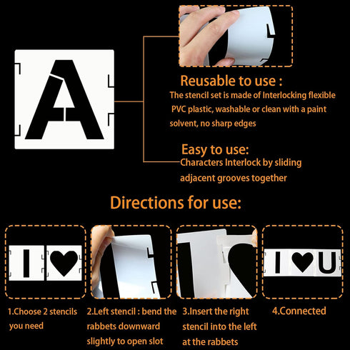 46 Pcs Letter Stencils Symbol Numbers Craft Stencils, Reusable Alphabet Templates Interlocking Stencil Kit for Painting on Wood, Wall, Fabric, Roc...