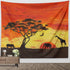 Animal Tapestry Small, Handpainted Safari African Graffe Elephant Tree Silhouette Tapestries Fabric Wall Hanging Decor for Bedroom Living Room Wal...
