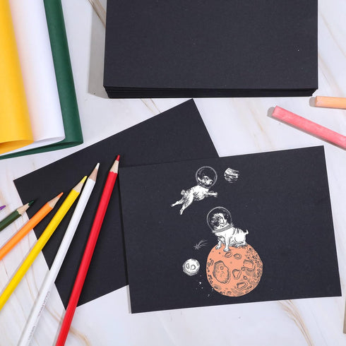 Crtiin 100 Sheets Black Sketch Drawing Paper Heavyweight Paper 150 GSM /100 Lbs Artist Drawing Paper Sketchbook for Colored Pencil, Oil Pastel, Ch...