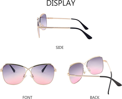 FEISEDY Womens Cute Sunglasses Oversized Butterfly X Shape Design Cateye Lady Sunglasses B2738...