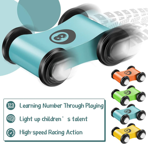 12 Pieces Mini Wooden Car Ramp Wooden Race Track Toy Car Toddler Car for Race Track Replacement Cars, Aged 6+, Present (Circle Print)...
