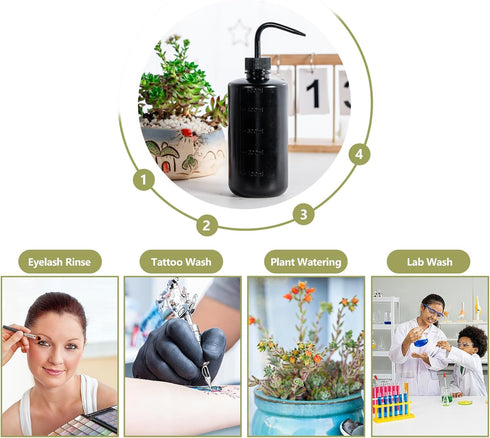 Melphoe Tattoo Wash Bottle Squeeze 2Pcs 500ml Squirt Bottle Succulent Watering Can, Safety Rinse Bottle, Plastic Squeeze Medical Lab Washing Bottl...