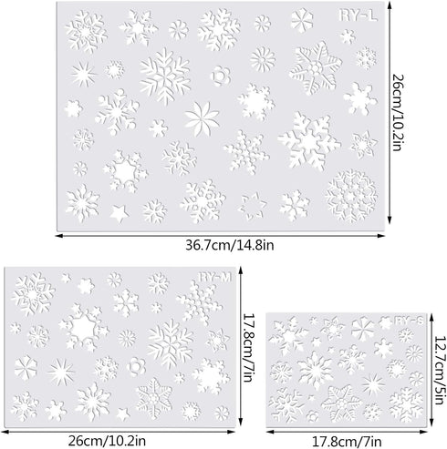 Christmas Snowflake Stencil Template, Reusable Plastic Craft Drawing Painting Stencil Journal Template for Window Glass Wall Door Card Scrapbook N...