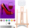 VOCHIC Paint and Sip kit Pre Drawn Canvas Painting Kit for Adults Painting Party Supplies Kit with Picture to Paint 1 Easel, 8 Acrylic Colors,3 Br...