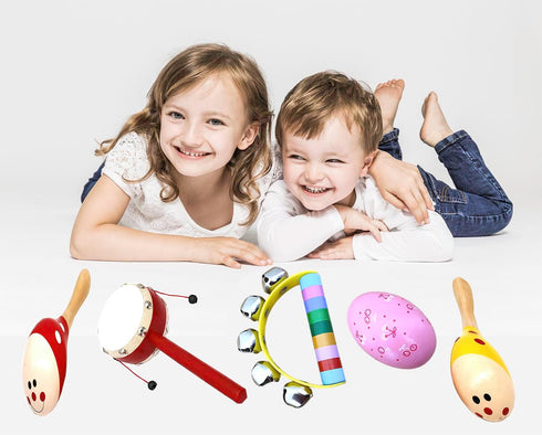 Toddler Musical Instrument, Wooden Percussion Musical Instruments Toy for Kids Toddlers, Preschool Educational Instrument Toy Set with Rattle Drum...