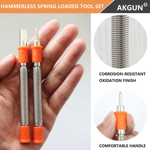 2-Piece Hammerless 5/16-Inch Cold Chisel and 1/8-Inch Center Punch Set, Spring Loaded Rivet Removal Set for Metal Wood...