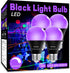 LED Black Light Bulbs 4 Pack, A19 9W UV Black Light Replace Up to 100W, 120V E26 Base Black Lights UVA Level 385-400nm, Glow in The Dark for Body ...