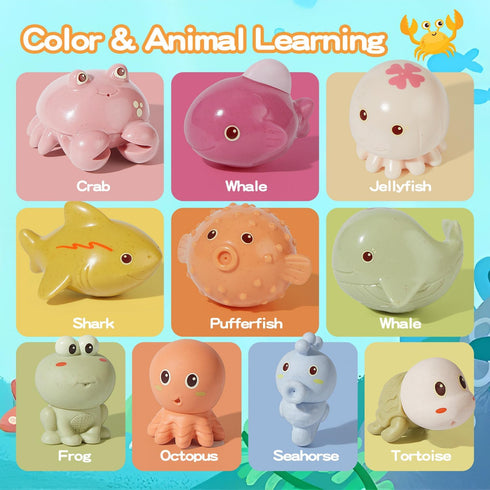 Bath Toys for Babies 6-12 Months, 10PCS Squirt Bath Toys Ocean Animals Bathtub Float Toy Water Table Toys Toddler Birthday Presents for Preschool ...