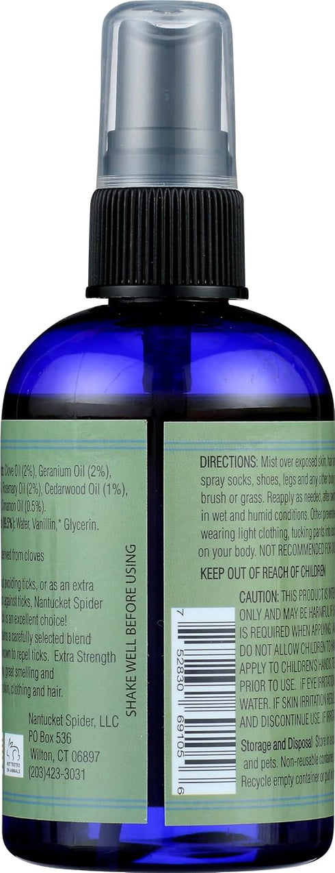 Nantucket Spider Extra Strength Tick Repellent Spray | 4 oz Extra Strength Natural Tick Repellent | Natural Tick Repellent for People | Made in US...