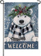 Welcome Winter Polar Bear Small Decorative Garden Flag, Buffalo Plaid Check Scarf Pine Tree Yard Lawn Outside Decor, Snowy Christmas Farmhouse Bur...
