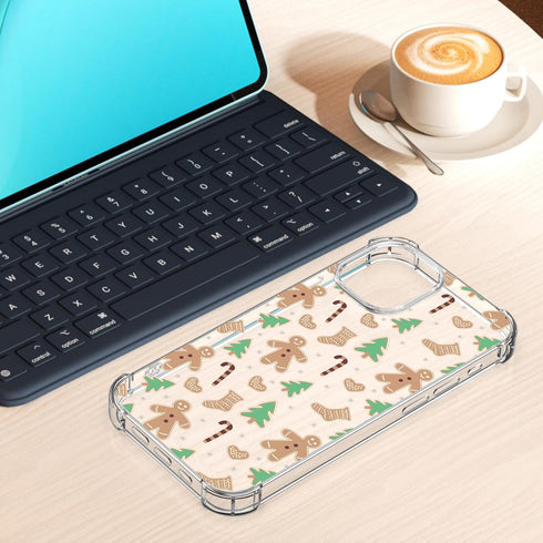 Christmas Clear Phone Case for iPhone 13 Mini,Christmas Gingerbread Man Pattern Case Cover Soft TPU Protective Slim Shockproof Cover Boys Girls Ph...