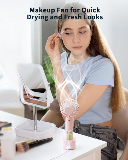 Handheld Fan with ???????????????? Charging Base, 3 Speeds Portable Fan with Digital Display, 2000mAh Battery Operated Hand Held Fan, Handheld/Des...
