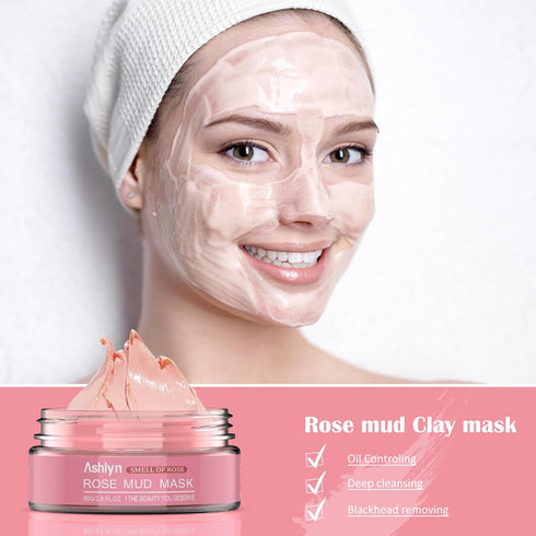 Ashlyn 3 PCS Clay Mask Set, Green Tea Clay Facial Mask, Rose Face Masks Skincare, Dead Sea Bubble Deep Cleanse Mask, Organic Facial Masks for Wome...