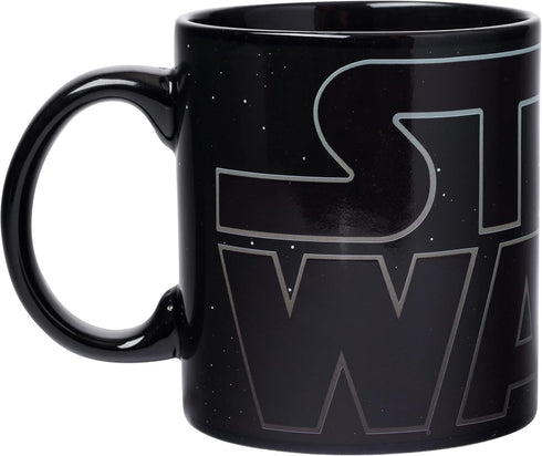 Silver Buffalo Star Wars Logo Heat Reveal Ceramic Coffee Mug Featuring Boba Fett, Yoda, Luke, C3PO, R2D2, Darth Vader, and Stormtrooper, 20-Ounces...