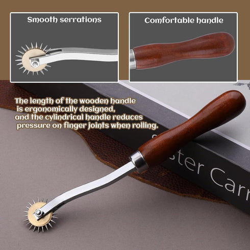 LUNARM 1 PCS Tracing Wheel Sewing Tool - Professional Stitch Marking Spacer, 4mm Leather Needle Point Tracing Wheel with Wooden Handle for Arts an...
