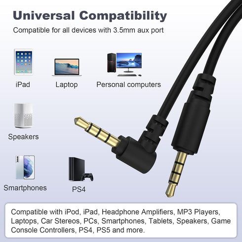 Replacement Audio Cable 3.5mm to 3.5mm Aux Cord Compatible with Razer BlackShark V2 Pro/Barracuda X/Razer Nari Ultimate Wireless 7.1 Surround Soun...