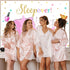 Mocsicka Sleepover Party Backdrop Sleepover Pajamas Pillow Fight Pink Girl Party Decorations Slumber Party Banner Photography Background Cake Tabl...