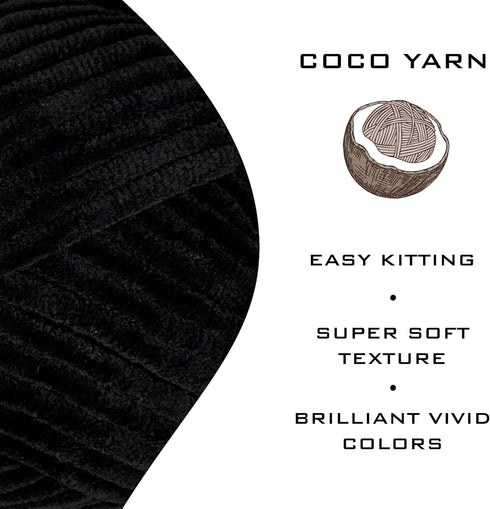 Velvet Yarn for Crocheting – CocoYarn - Chenille Chunky Yarn for Hand Knitting, Fluffy Soft Plush Jumbo Amigurum Super Bulky Baby Blanket Yarn for...