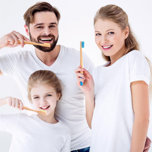 Bamboo Toothbrushes Hard Bristles for Adults 10 Pack, Wooden Toothbrush Family Set Natural Organic Tooth Brush (Multi-Color 20p)...