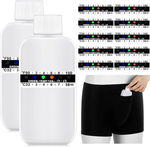 Jiuguva 13 Pcs Urine Test Complete Kit Includes 1 Lining Pocket Boxer Briefs 2 Portable Empty Urine Temperature Bottle 10 Adhesive Temperature Str...