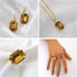 HSQYJ Fashion Color Crystal Jewelry Set Geometry Rectangle Pendant Rhinestone Necklace Rings and Drop Earrings for Women Ladies Gifts Gold Plated...