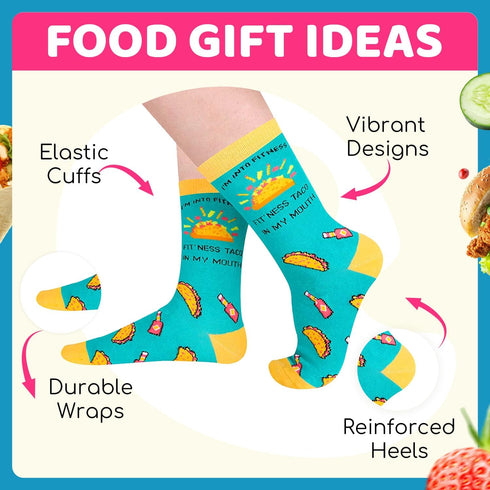 Funny Gifts for Women - Pickle Taco Socks 2 Pack, Pineapple Socks 2 Pack...