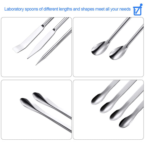 22 Pieces Stainless Steel Lab Spatula Micro Scoop Set Laboratory Sampling Spoon Mixing Spatula for Powders Gel Cap Filler...