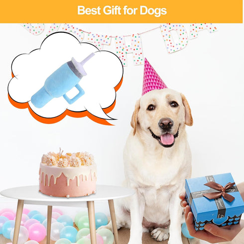 Cute Squeaky Dog Toys Cup - Soft Tumbler Funny Dog Toys with Handle for Aggressive Chewers, Safety Design Dog Toys for Small/Medium/Large Dog (Blu...