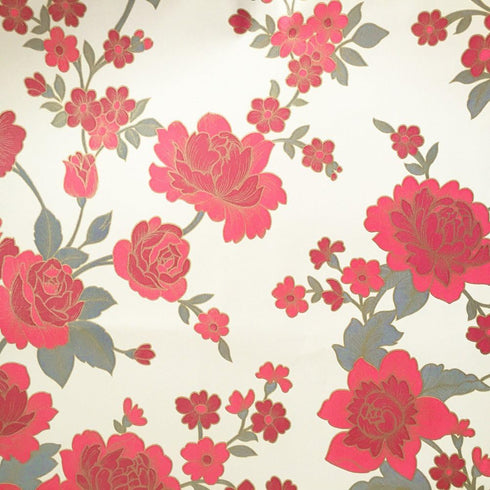 Moyishi Vintage Floral Flower Paper Peel & Stick Shelf Liner Dresser Drawer Sticker 17.7''x78.7'' (Red)...