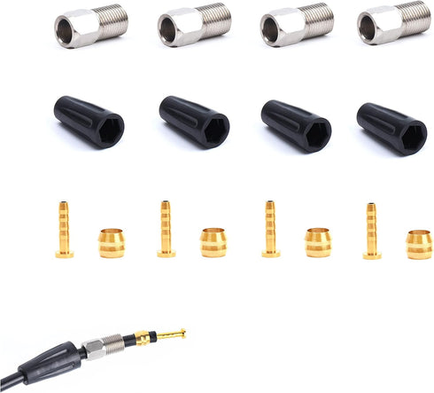 Hydraulic Disc Brake Service Kit Including Sleeve nuts, Rubber Covers, Brass Olives and Barbed Fittings Compatible with Shimano BH59 / BH90, AVID ...