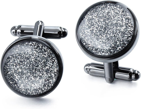 Diamond Dust Black Cufflinks for Mens Tuxedo Shirts - Business Gift Wedding Party Accessories…...