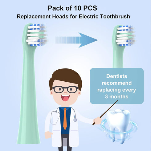 Replacement Toothbrush Heads 10 Pack Compatible with Colgate Hum Connected Smart Battery Electric Toothbrush Head, Green...