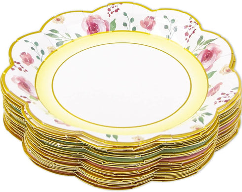 Fancy Land Floral Paper Plates 7.28 Inches Vintage Small Party Plate 24 ct...
