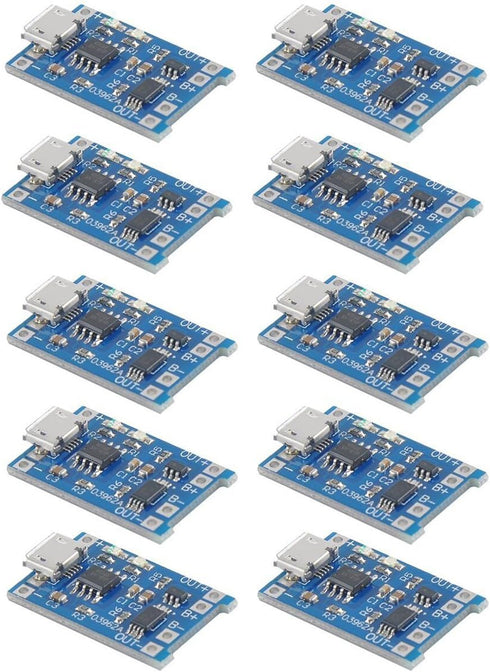 MakerFocus 10pcs TP4056 Charging Module with Battery Protection 186 50 BMS 5V Micro USB 1A 186 50 Lithium Battery Charging Board...