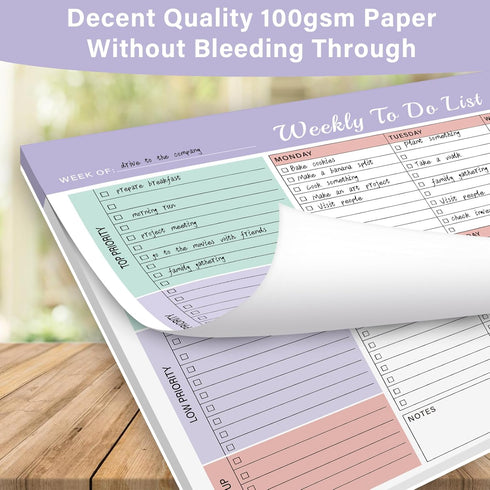 Weekly To Do List Notepad with 52 Undated Tear Off Sheets?8.5"×11") Weekly Desk Planner Pad with Spiral Binding for Women & Man, Work, School and ...